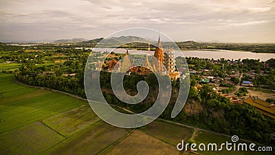 aerial view of wat thum sua kanchanaburi thailand important buddha religious traveling destination Stock Photo