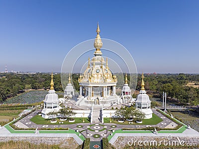 Aerial View of Wat Thung Setthi Temple in Khonkaen Province Stock Photo