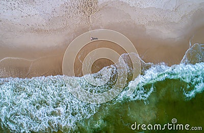 Aerial view of the waves crashing on the beach at Perdido Key beach in Pensacola Florida Stock Photo