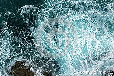 Aerial View Of Waves In Ocean Stock Photo