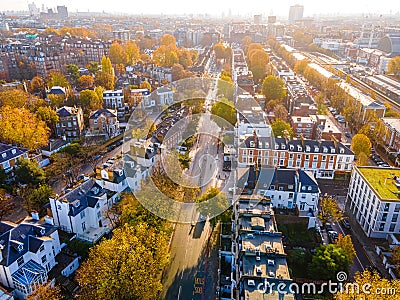 Aerial view of West Kensigton in London in autumn, England Stock Photo