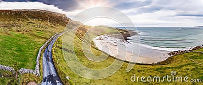 Aerial view of the Wild Atlantic Coastline by Maghery, Dungloe - County Donegal - Ireland Stock Photo