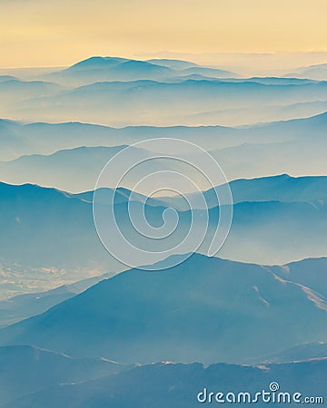 Chilean Andes Mountain Aerial View Stock Photo