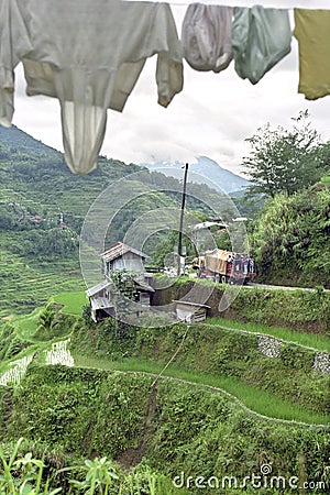 Aerial view of world famous rice terraces, Banaue Editorial Stock Photo