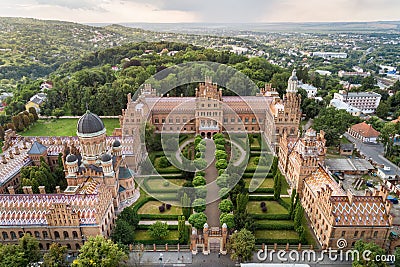 Aerial view of Yury Fedkovych national University in Chernivtsi, Ukraine Editorial Stock Photo