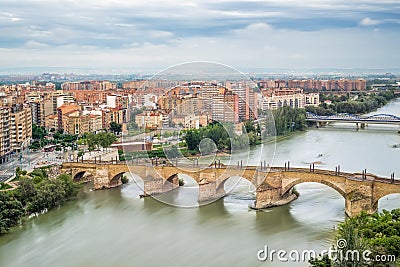Aerial view of Zaragoza Stock Photo