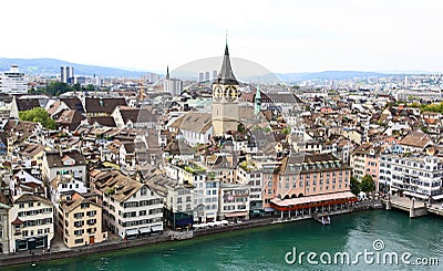 The aerial view of Zurich cityscape Stock Photo