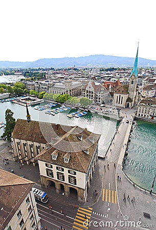 The aerial view of Zurich cityscape Stock Photo