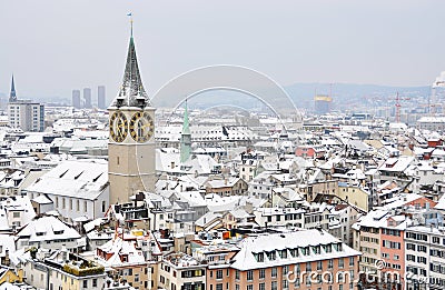 Aerial view of Zurich downtown Stock Photo