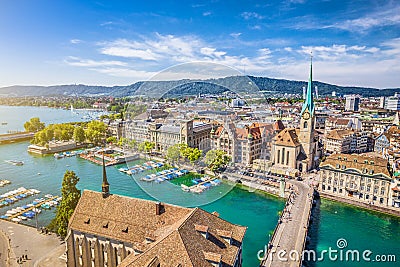 Aerial view of Zurich with river Limmat, Switzerland Stock Photo