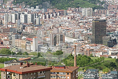 Aerial views of city center Bilbao, Bizkaia, Basque country, Spa Editorial Stock Photo