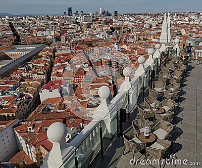 Aerial views of the city of Madrid from the terrace of a building Editorial Stock Photo