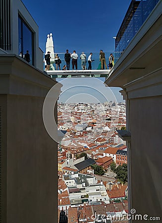 Aerial views of the city of Madrid from the terrace of the central hotel Riu Plaza Spain Editorial Stock Photo