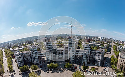 Aerial wide-angle view on Derzhprom building Stock Photo