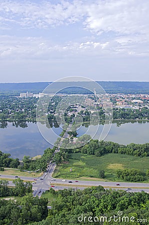 Aerial of Winona and Lake Stock Photo