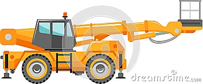 Aerial Work Platform Bucket Truck Icon in Flat Style. Vector Illustration Vector Illustration