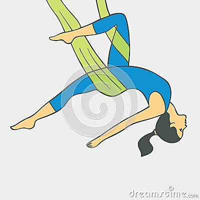 Aerial Yoga. Aero Yoga. Anti-gravity Yoga. Vector Illustration