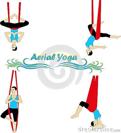 Aerial Yoga Vector Illustration
