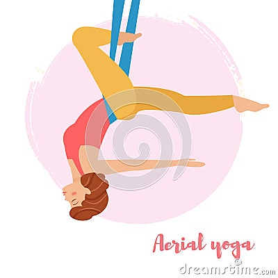Aerial yoga. Isolated art Vector Illustration