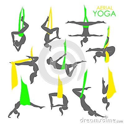 Aerial yoga logo template. Anti-gravity yoga Vector Illustration