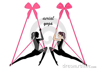 Aerial yoga. Yoga logo template design idea. Vector Illustration