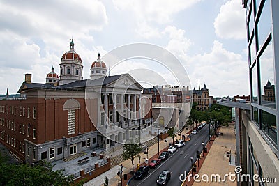 Aerial of York County Recorder Deeds Building in York, Pennsylva Editorial Stock Photo