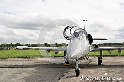 Aero L-39. Military fighter from front Editorial Stock Photo