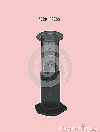 Aero press coffee , sketch vector. Vector Illustration