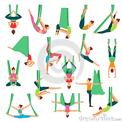 Aero Yoga Decorative Icons Set Vector Illustration