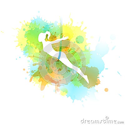 Aero yoga illustration. Vector watercolor. Vector Illustration