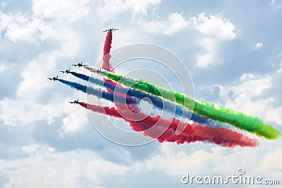Aerobatic display team from the United Arab Emirates at MAKS-2017 Editorial Stock Photo