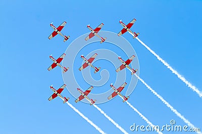 Aerobatic group on the airshow Editorial Stock Photo