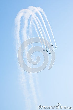 Aerobatic group during the show - Radom, Poland Editorial Stock Photo