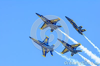 Blue Angels Aerobatic Jets Performance at 2015 Fort Worth Alliance Airshow Editorial Stock Photo