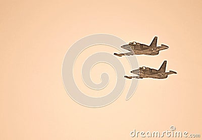 Aerobatic paired flight Stock Photo