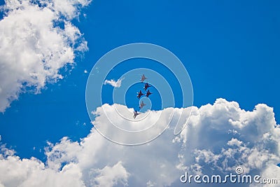 Aerobatic team `Swifts` `Strizhi`. Stock Photo