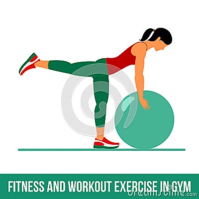 Aerobic icons. Ball exercise Vector Illustration