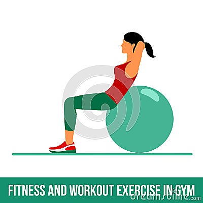 Aerobic icons. Ball exercise Vector Illustration