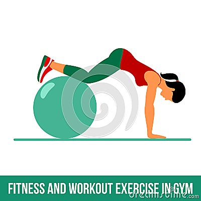 Aerobic icons. Ball exercise Vector Illustration