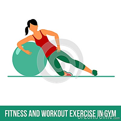 Aerobic icons. Ball exercise Vector Illustration