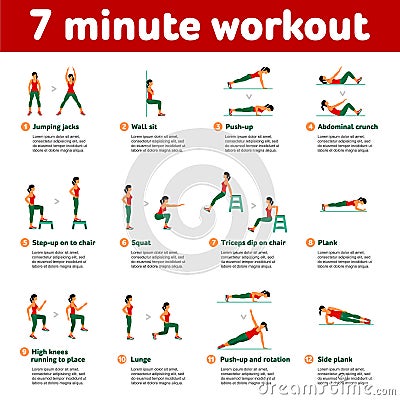 Aerobic icons. 7 minute workout Stock Photo