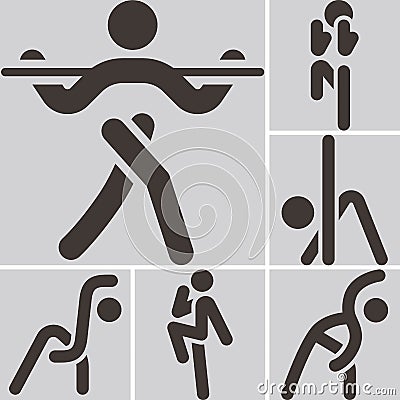 Aerobics icons set Vector Illustration