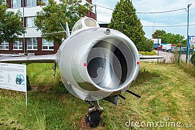 MIG15 bis Fagot on the territory of the Aeroclub in Nitra Editorial Stock Photo