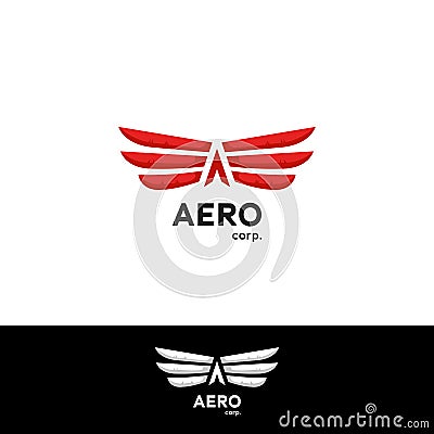 Aerodynamics fly Wing logo concept with arrow letter A creative aircraft aviation icon symbol Vector Illustration