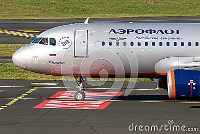 Aeroflot Russian Airlines Airbus A320-214(WL) arriving at Dusseldorf Airport. Germany - February 7, 2020 Editorial Stock Photo