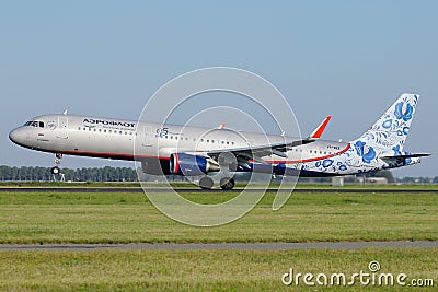 Aeroflot plane, close-up view. livery Editorial Stock Photo