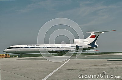 Aeroflot Tupolev TU-154M at Moscow April 1990.. Editorial Stock Photo