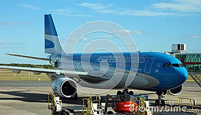 Aerolineas Argentinas Airplane at airport gate ready for boarding and departure Editorial Stock Photo