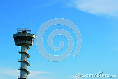 AERONAUTICAL RADIO`s high sky tower at aitport location Stock Photo