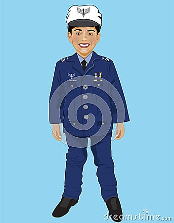 Aeronautics Officer boy wearing an uniform Vector Illustration